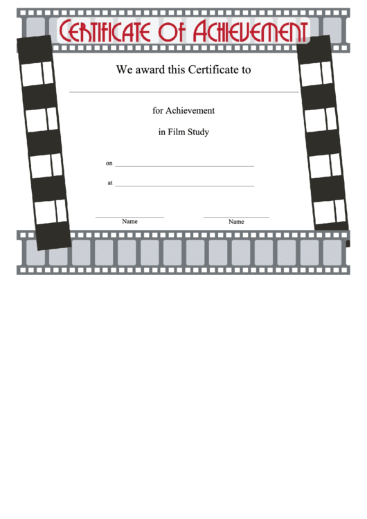 Film Study Achievement Printable pdf