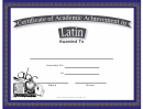 Latin Academic Certificate
