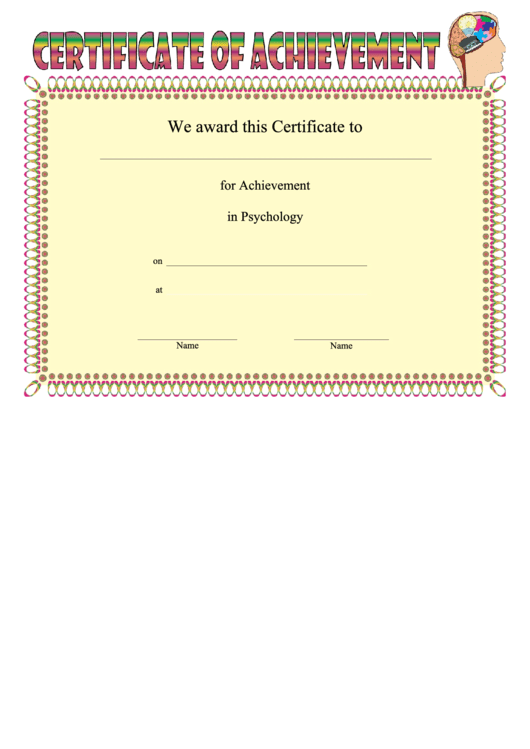 Psychology Achievement Printable pdf