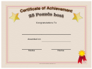 Weight Loss Achievement 25 Pounds Certificate