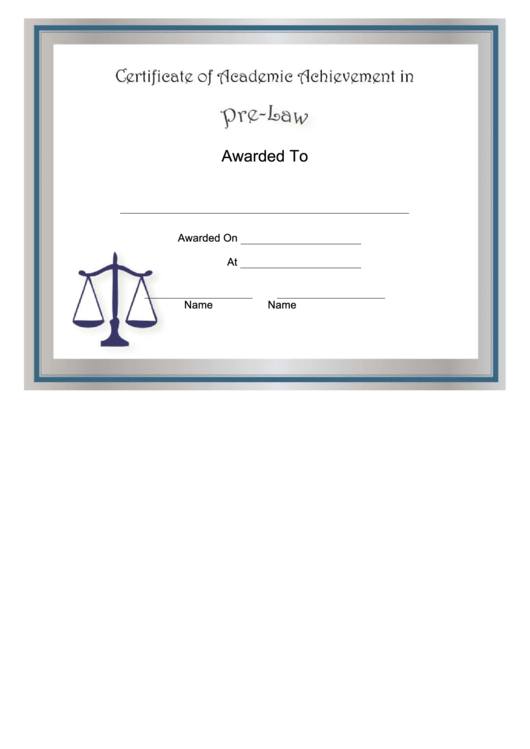 Pre-Law Academic Certificate Template (Libra) Printable pdf