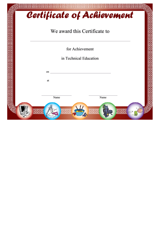 Technical Education Achievement Printable pdf