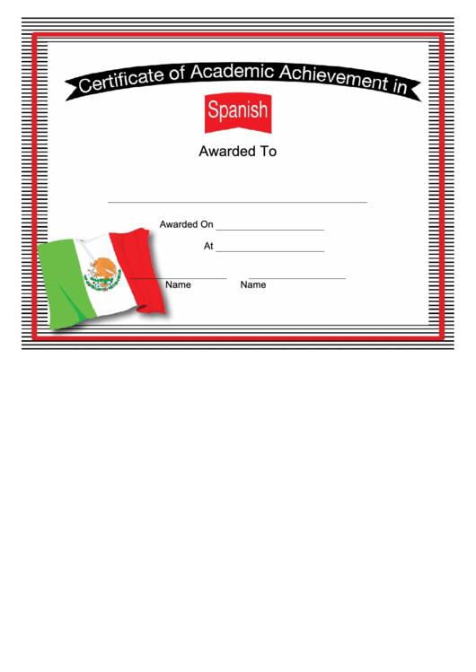 Mexico Spanish Language Certificate Printable pdf
