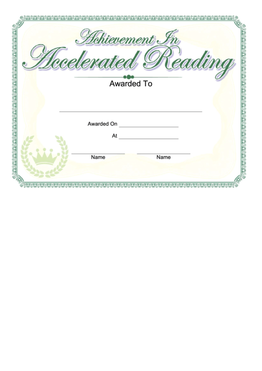 Achievement In Accelerated Reading Printable pdf