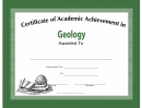 Geology Academic Certificate