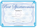 Best Sportswoman Certificate