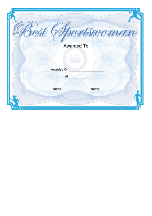 Best Sportswoman Certificate Printable pdf