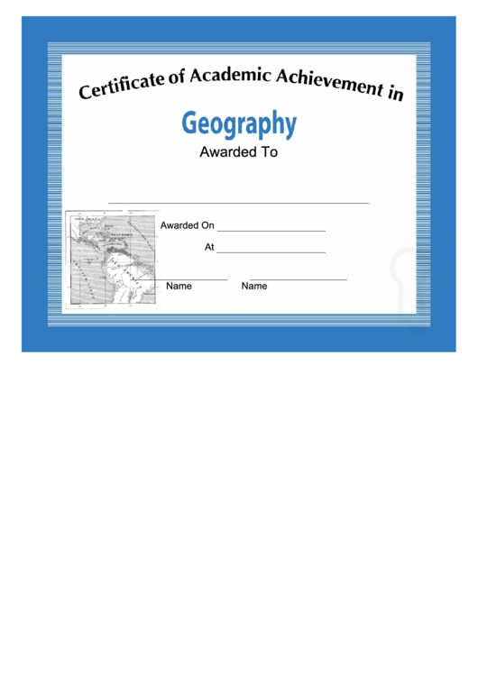 Geography Academic Certificate Printable pdf