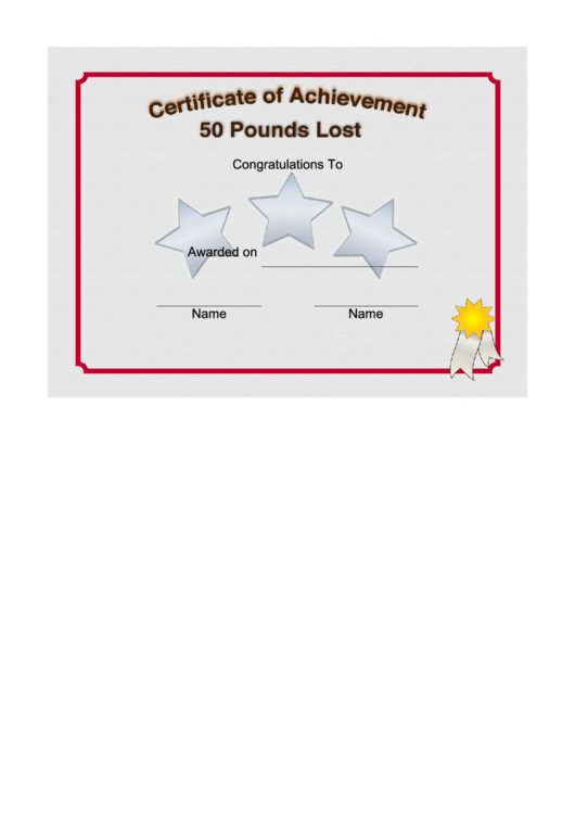 Weight Loss 50 Pounds Certificate Printable pdf