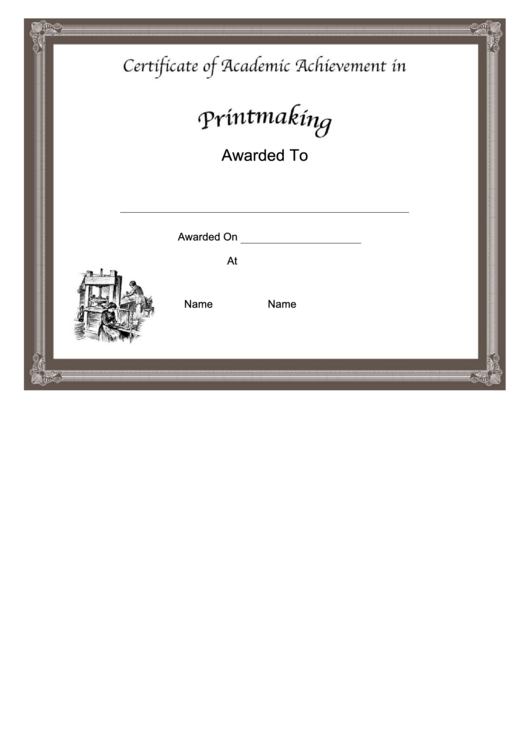 Printmaking Academic Certificate printable pdf download