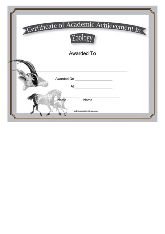 Zoology Academic Certificate Printable pdf