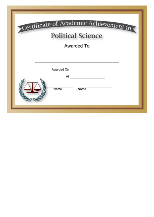 Political Science Academic Certificate Printable pdf