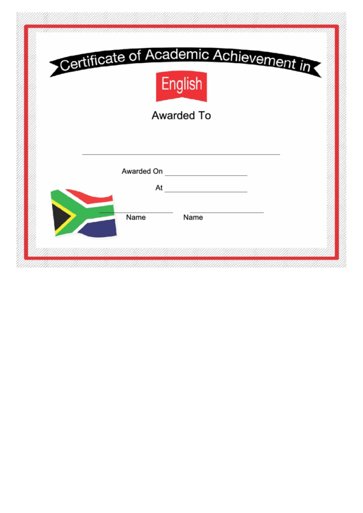 South Africa English Language Certificate Printable pdf