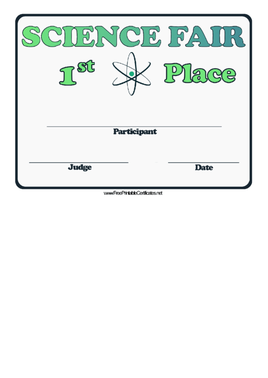 Science Fair First Place Printable pdf