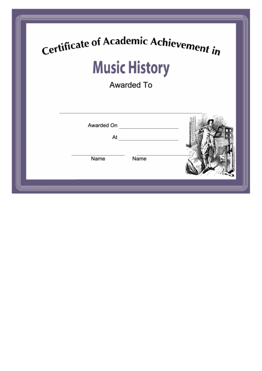 Music History Academic Certificate Printable pdf