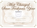 Most Changed Since Freshman Year Yearbook Certificate