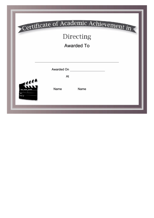 Directing Academic Certificate Printable pdf