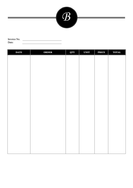 Elegant Monogram B Invoice Template Printable pdf