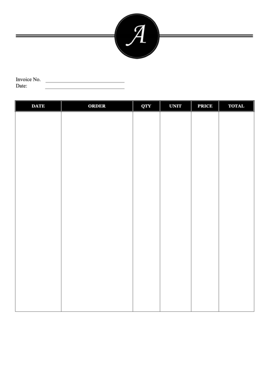 Elegant Monogram A Invoice Template Printable pdf