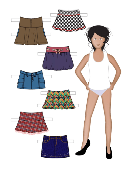 Paper Doll With Assorted Skirts Printable pdf