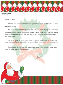 Thanks For Cookies Santa Letter Template
