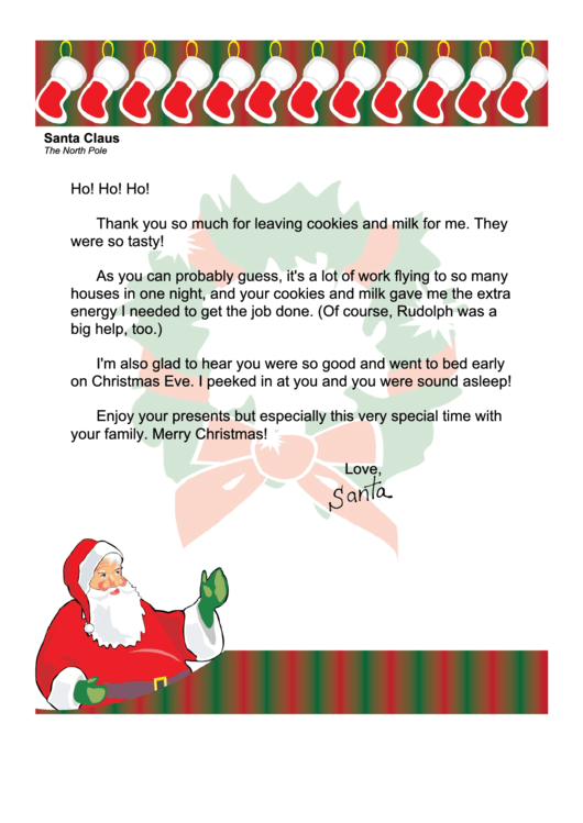 Thanks For Cookies Santa Letter Template Printable pdf