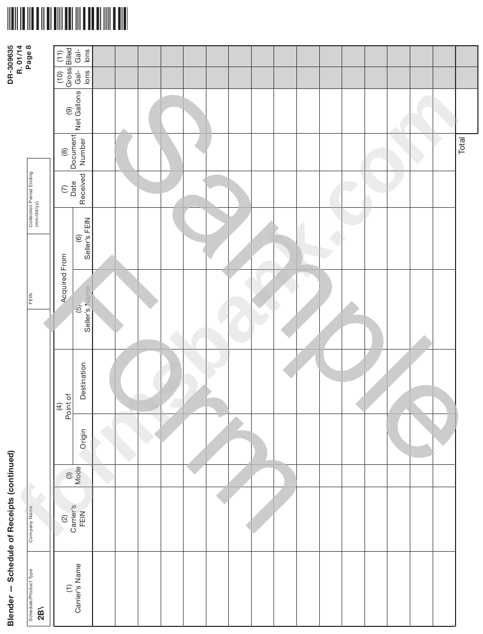 Form Dr-309635 Draft - Blender Fuel Tax Return - 2018