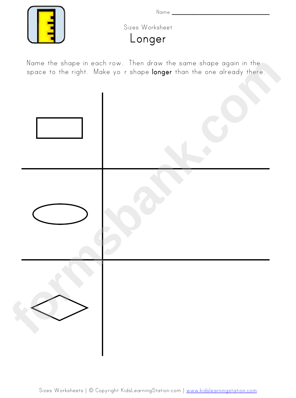 Black And White Sizes Worksheet Template