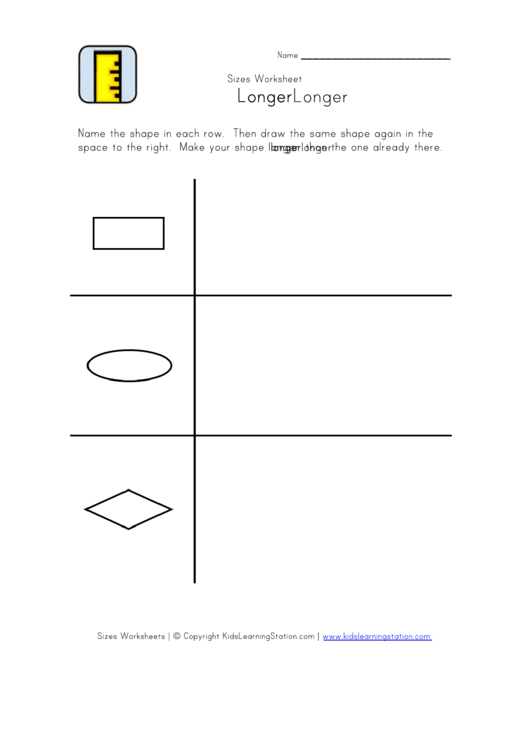 Black And White Sizes Worksheet Template Printable pdf