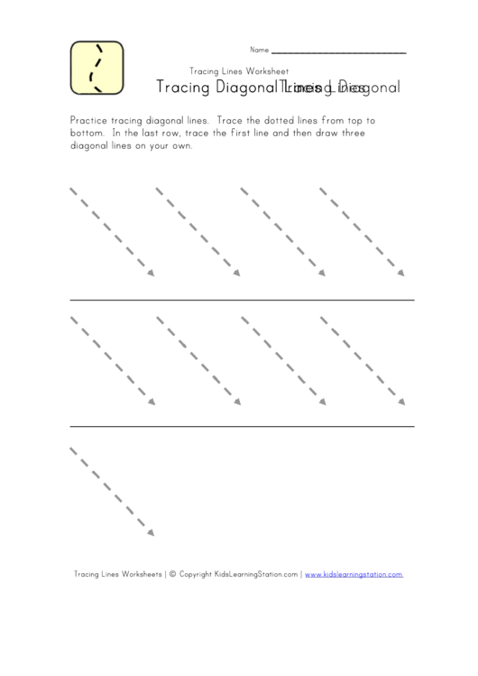Tracing Diagonal Lines Worksheet Template Printable pdf