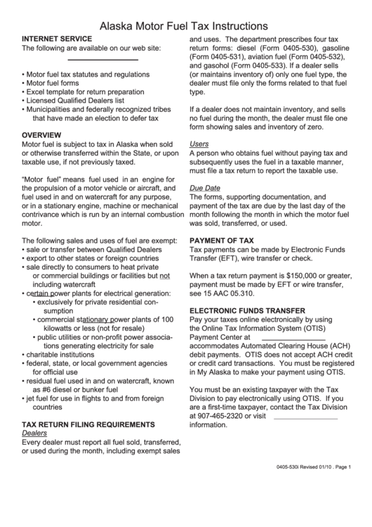 Instructions For Form 530i - Alaska Motor Fuel Tax Instructions ...