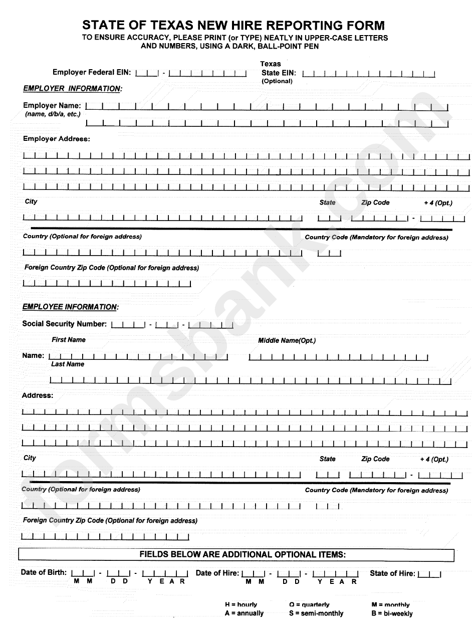 State Of Texas New Hire Reporting Form