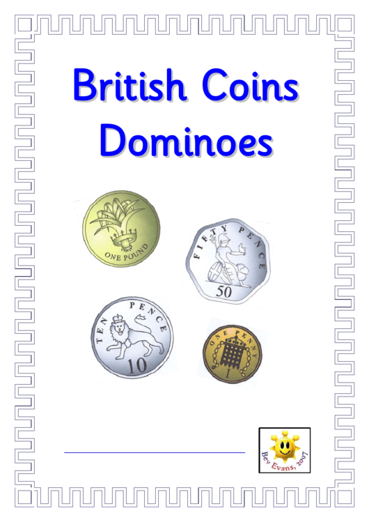 British Coins Dominoes Template Printable pdf