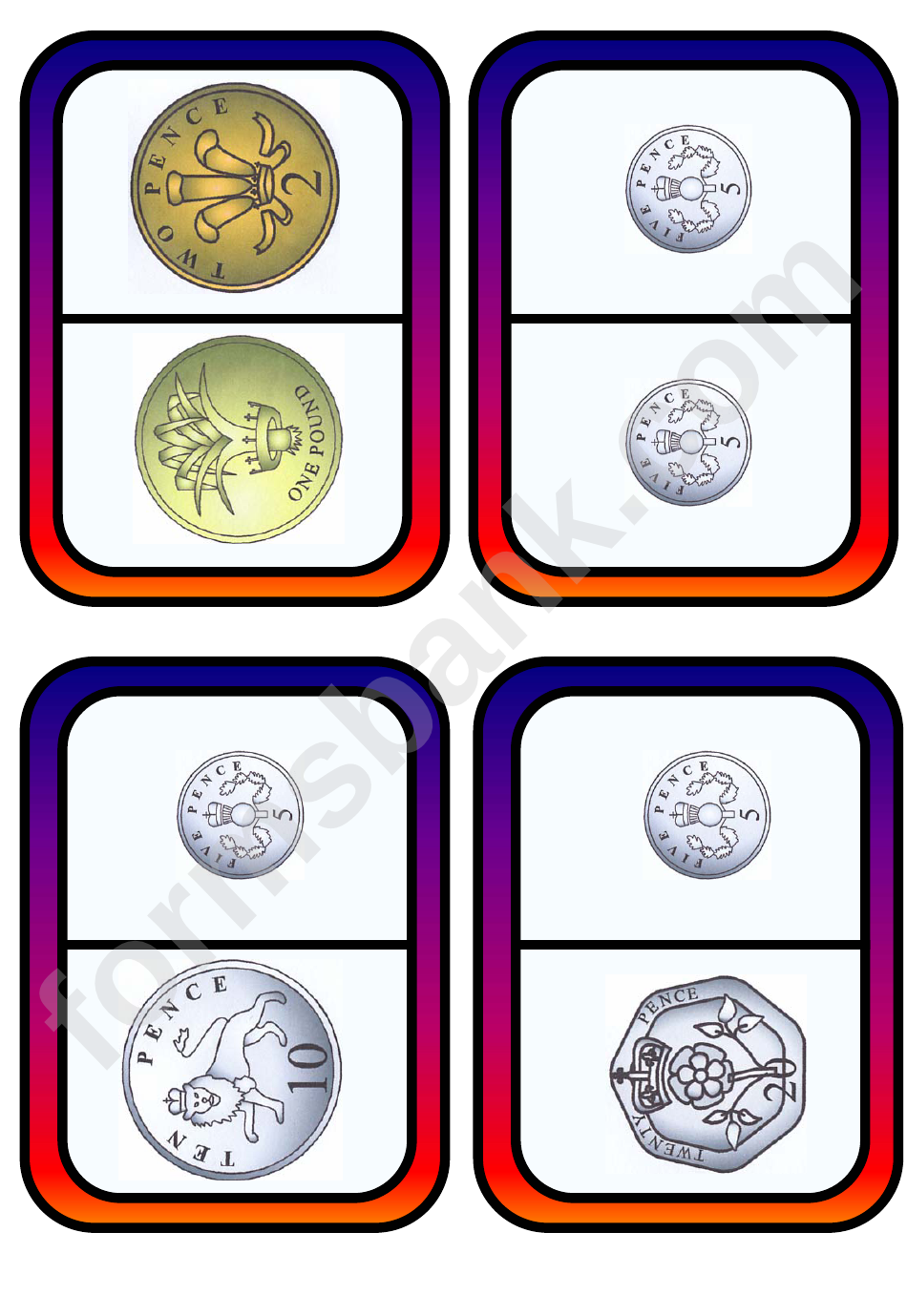 British Coins Dominoes Template