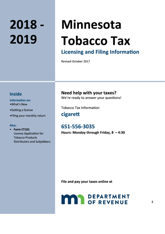 Form Ct101 - License Application For Tobacco Products Distributors And Subjobbers - 2018-2019