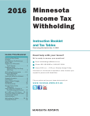 Minnesota Income Tax Withholding Instruction Booklet And Tax Tables - Minnesota Department Of Revenue - 2016