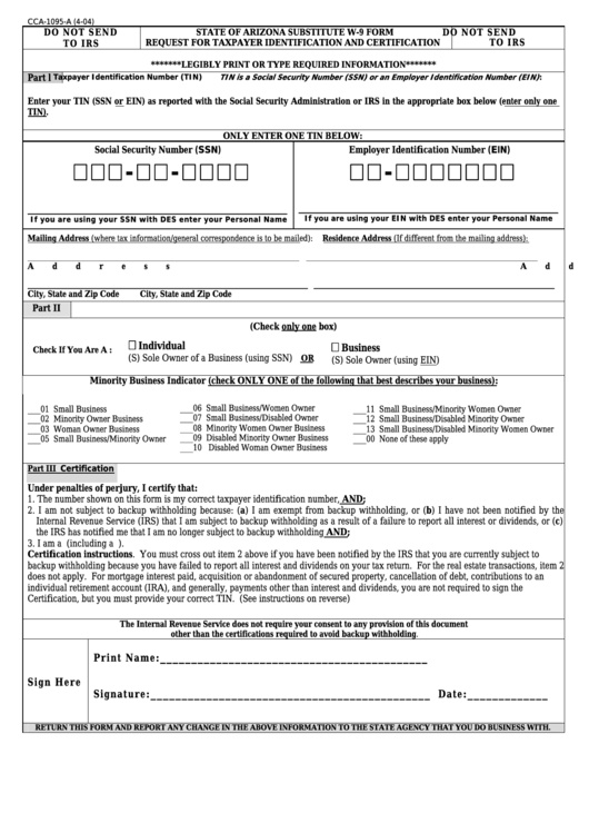Form W9 State Of Arizona Substitute W9 Form Request For Taxpayer