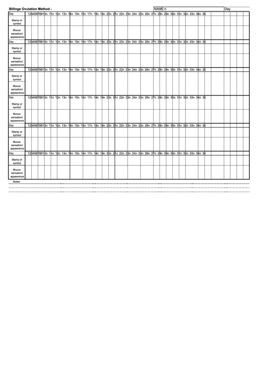 Billings Ovulation Method Chart Printable pdf