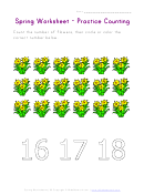 Flowers 16 To 18 Practice Counting Math Worksheets