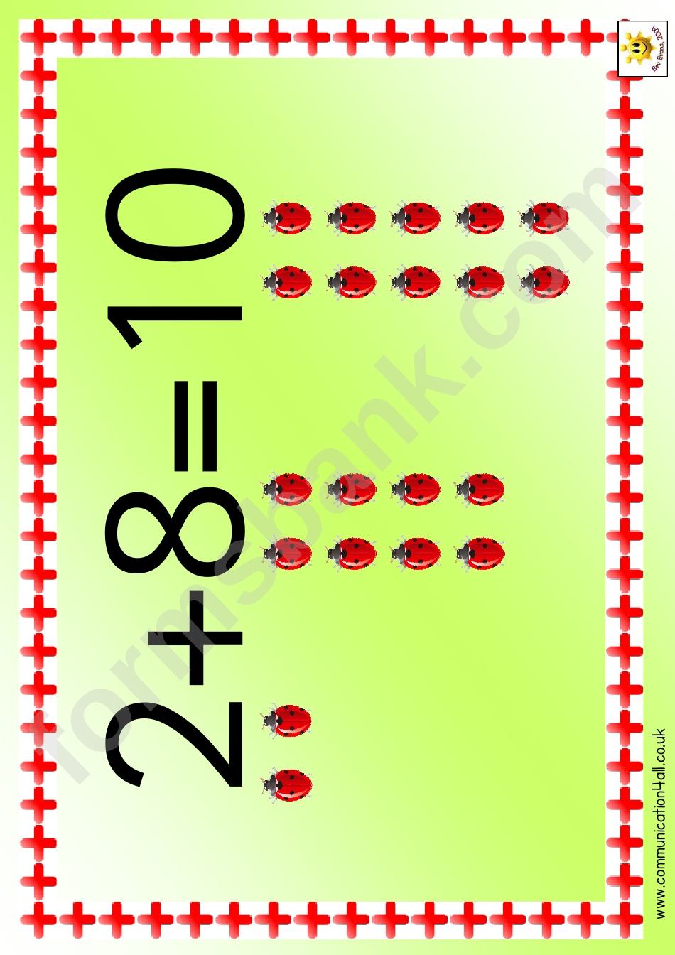 Ladybird Style Addition Number Flash Card Template