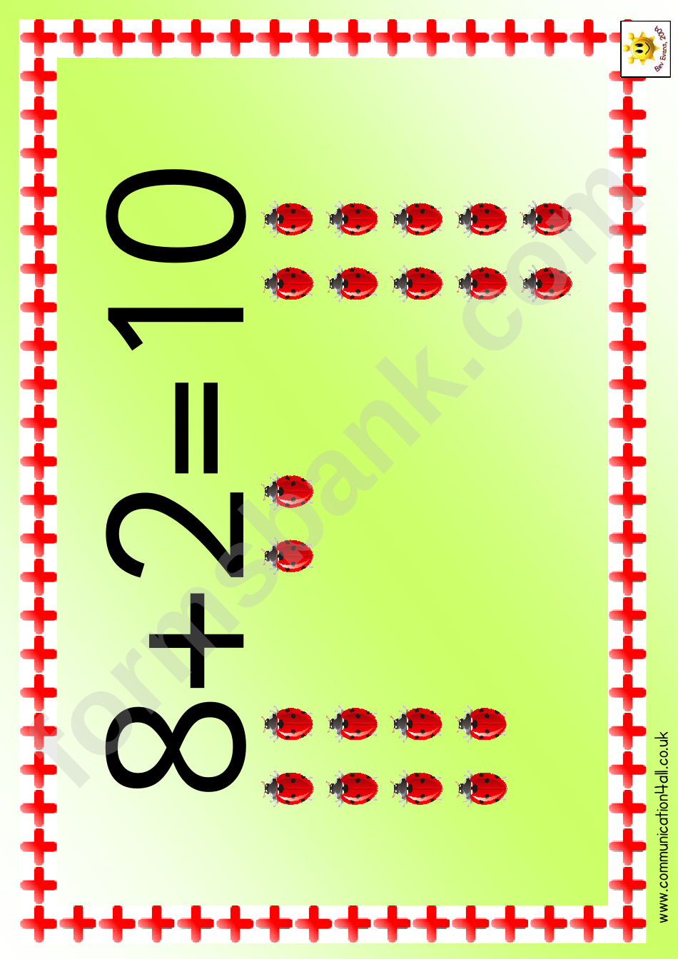 Ladybird Style Addition Number Flash Card Template