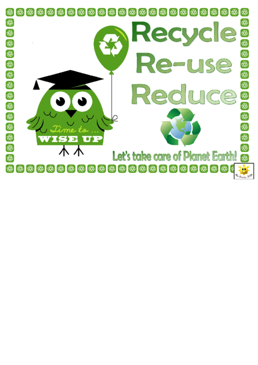 Recycle Re-Use Reduce Poster Template Printable pdf
