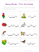 Spring Words Fill In The Vowels Word Game Template