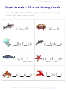 Ocean Animals Fill In The Missing Vowels - Word Game Template