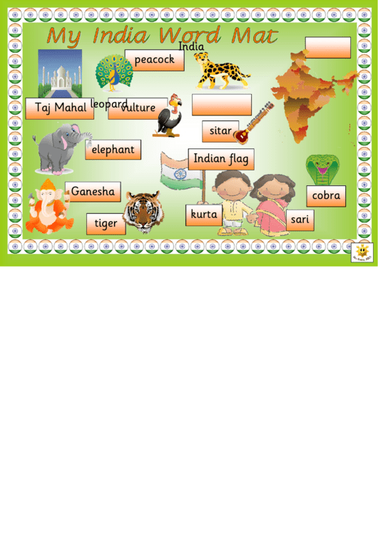 My India Word Mat Printable pdf