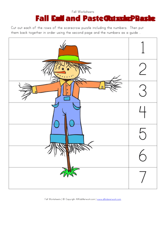 Scarecrow Fall Cut And Past Puzzle Template Printable pdf