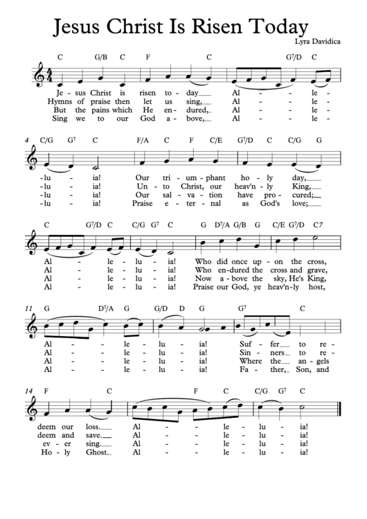Lyra Davidica - Jesus Christ Is Risen Today - Sheet Music Printable pdf