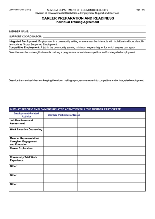Fillable Form Ddd-1406c - Career Preparation And Readiness Printable pdf