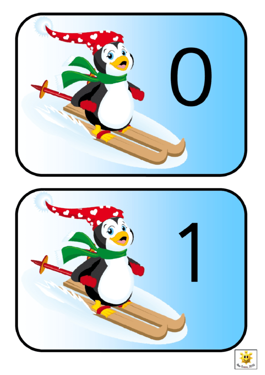 Winter Penguin 0-50 Number Template Set