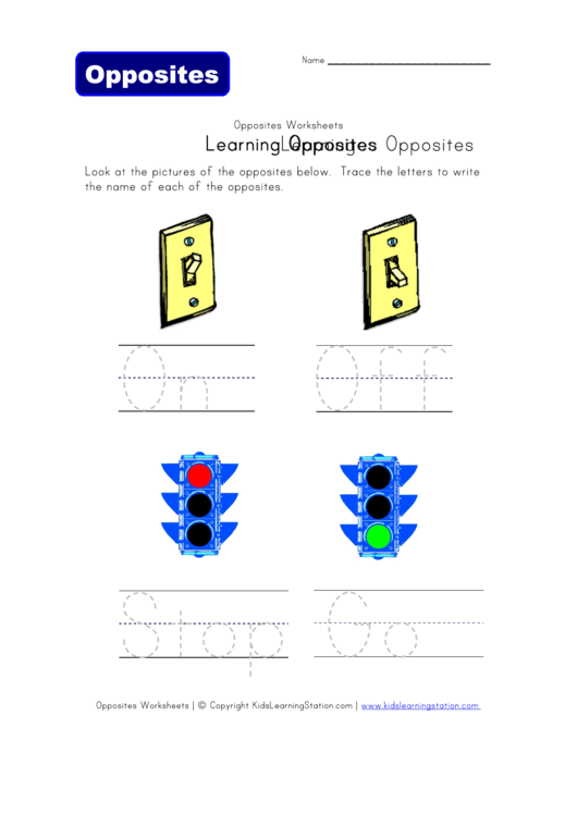 Learning Opposites Spelling Worksheet Template Printable pdf
